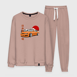 Костюм хлопковый мужской Silvia s14 JDM Retro Car, цвет: пыльно-розовый