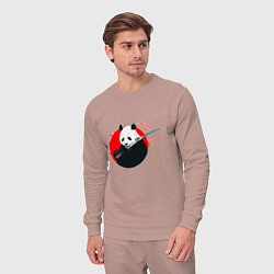 Костюм хлопковый мужской Панда держит меч, цвет: пыльно-розовый — фото 2