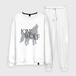 Костюм хлопковый мужской LONE WOLF одинокий волк, цвет: белый