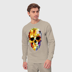 Костюм хлопковый мужской Color skull - sketch, цвет: миндальный — фото 2