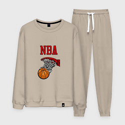 Костюм хлопковый мужской Basketball - NBA logo, цвет: миндальный