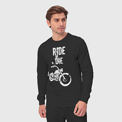 Костюм хлопковый мужской Ride or Die винтаж, цвет: черный — фото 2