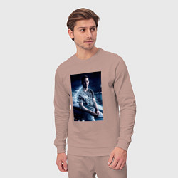 Костюм хлопковый мужской Пол Уокер на капоте, цвет: пыльно-розовый — фото 2