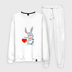 Костюм хлопковый мужской Влюблённый кролик, цвет: белый
