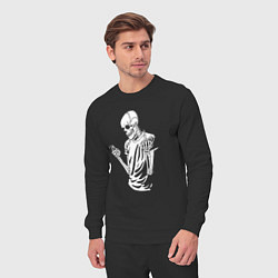 Костюм хлопковый мужской Скелет с факом, цвет: черный — фото 2
