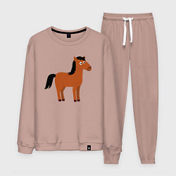 Костюм хлопковый мужской Забавная лошадь, цвет: пыльно-розовый
