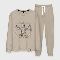 Костюм хлопковый мужской Vitruvian Bender, цвет: миндальный
