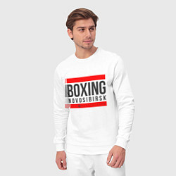 Костюм хлопковый мужской Novosibirsk boxing team, цвет: белый — фото 2