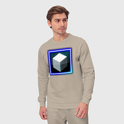 Костюм хлопковый мужской Белый геометрический куб с сиянием, цвет: миндальный — фото 2