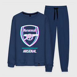 Костюм хлопковый мужской Arsenal FC в стиле glitch, цвет: тёмно-синий