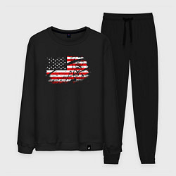 Костюм хлопковый мужской Флаг США с хоккеистом, цвет: черный