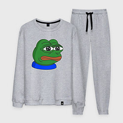 Костюм хлопковый мужской Лягушонок Пепе огорчён, цвет: меланж
