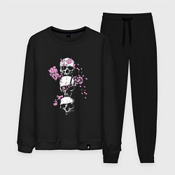 Костюм хлопковый мужской Skull and Flowers, цвет: черный