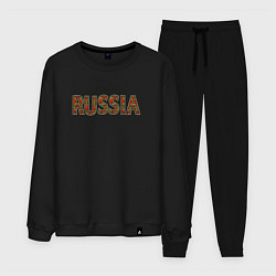Костюм хлопковый мужской Russia в хохломе, цвет: черный