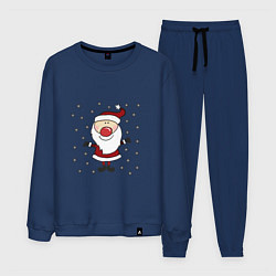 Костюм хлопковый мужской Дед мороз и снегопад, цвет: тёмно-синий