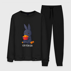 Костюм хлопковый мужской Кролик и мандарины - Nom nom nom, цвет: черный