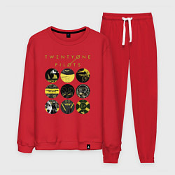 Костюм хлопковый мужской Twenty One Pilots коллаж, цвет: красный