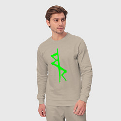 Костюм хлопковый мужской Logotype - Cyberpunk: Edgerunners, цвет: миндальный — фото 2