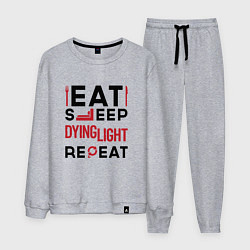 Костюм хлопковый мужской Надпись: eat sleep Dying Light repeat, цвет: меланж
