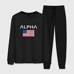 Костюм хлопковый мужской Alpha USA, цвет: черный