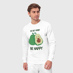 Костюм хлопковый мужской Dont worry be happy - avocado, цвет: белый — фото 2