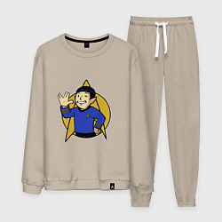 Костюм хлопковый мужской Spoke - vault boy, цвет: миндальный