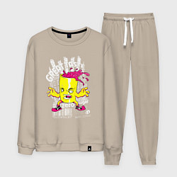 Костюм хлопковый мужской Стакан с напитком, цвет: миндальный