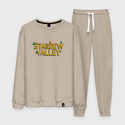 Костюм хлопковый мужской Stardew Valley logo, цвет: миндальный