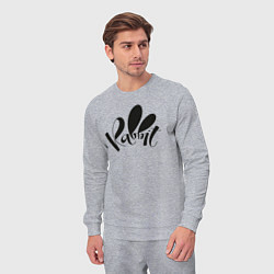 Костюм хлопковый мужской Надпись Rabbit, цвет: меланж — фото 2
