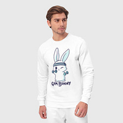 Костюм хлопковый мужской Gym bunny, цвет: белый — фото 2