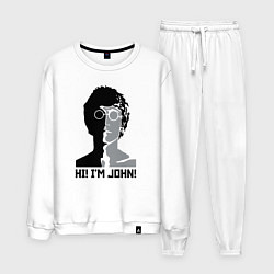 Костюм хлопковый мужской Джон Леннон - портрет, цвет: белый