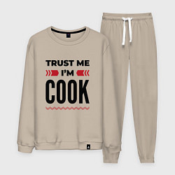 Костюм хлопковый мужской Trust me - Im cook, цвет: миндальный