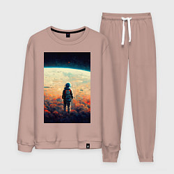 Костюм хлопковый мужской I want to be an astronaut, цвет: пыльно-розовый