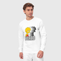 Костюм хлопковый мужской Лиза Симпсон - bored, цвет: белый — фото 2