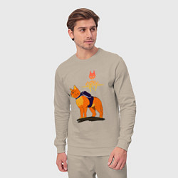 Костюм хлопковый мужской Stray - cat logo, цвет: миндальный — фото 2