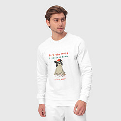 Костюм хлопковый мужской Its the most fluffiest time of the year, цвет: белый — фото 2