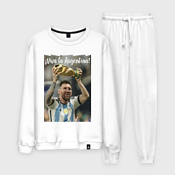 Костюм хлопковый мужской Lionel Messi - world champion - Argentina, цвет: белый