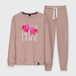 Костюм хлопковый мужской Sweet sweet sweet love, цвет: пыльно-розовый