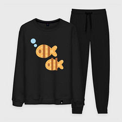 Костюм хлопковый мужской Две золотые рыбки, цвет: черный