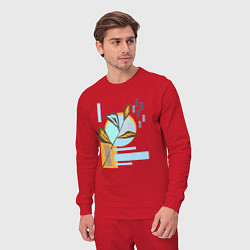 Костюм хлопковый мужской Минималистский абстрактный рисунок, цвет: красный — фото 2