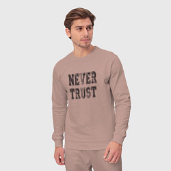 Костюм хлопковый мужской Never trust, цвет: пыльно-розовый — фото 2