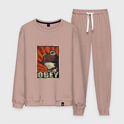 Костюм хлопковый мужской Obey frog, цвет: пыльно-розовый