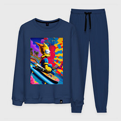 Костюм хлопковый мужской Барт Симпсон скейтбордист - нейросеть, цвет: тёмно-синий