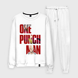 Костюм хлопковый мужской Ванпанчмен Сайтама, цвет: белый