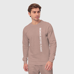 Костюм хлопковый мужской Remove before flight, цвет: пыльно-розовый — фото 2