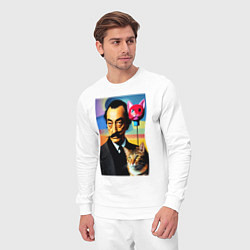 Костюм хлопковый мужской Salvador Dali and cat, цвет: белый — фото 2