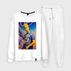 Костюм хлопковый мужской Подросший Барт Симпсон - фантазия - нейросеть, цвет: белый