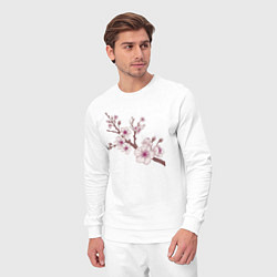 Костюм хлопковый мужской Ветка сакуры - весна - Япония, цвет: белый — фото 2