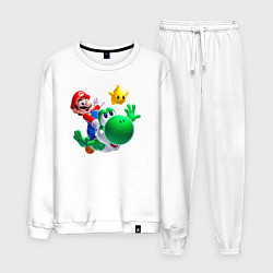 Костюм хлопковый мужской Марио, Йоши и звезда, цвет: белый