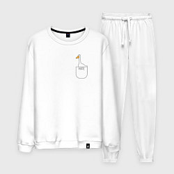 Костюм хлопковый мужской Гусь в кармашке, цвет: белый